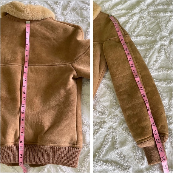 Sawyer of Napa Vintage Women's Suede Shearling Wool Bomber Made in USA Size 8 - Picture 15 of 16